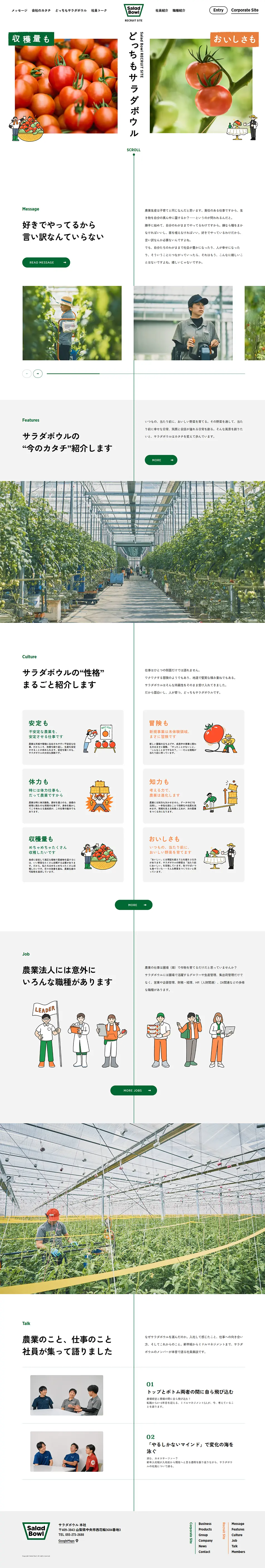 SaladBowl Recruitment Site LP design (recruitment / Green tones / Simple) PC version