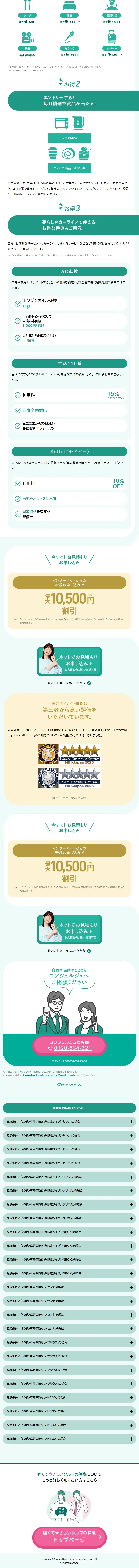 Mitsui Dairekuto Sonpo car insurance LP design (Insurance, Finance, Credit / Green tones / Simple) Mobile version