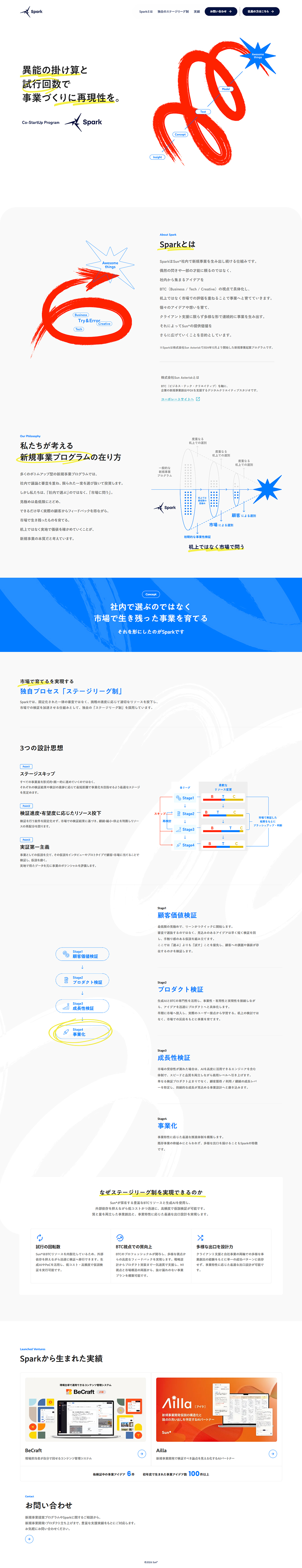SparkのLPデザイン（企業・会社・お店／ブルー（青色）系／シンプル系）