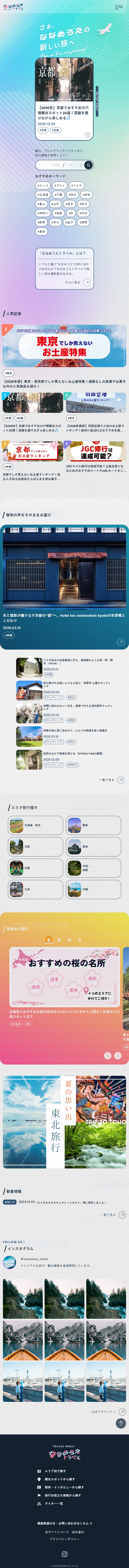 ななめうえトラベルのLPデザイン（国内旅行・海外旅行／カラフル（多色）系／にぎやか系）