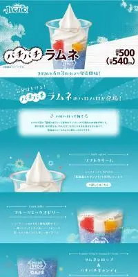 パチパチラムネのLPデザイン（水・ソフトドリンク／ブルー系／かわいい系）PC版
