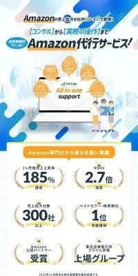Amazonコンサルティング・運用代行サービスのLPデザイン（レンタル・代行・アウトソース／ブルー系／スタイリッシュ系）スマホ版