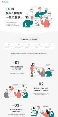 EC運営代行サービスのLPデザイン（レンタル・代行・アウトソース／ホワイト系／シンプル系）PC版