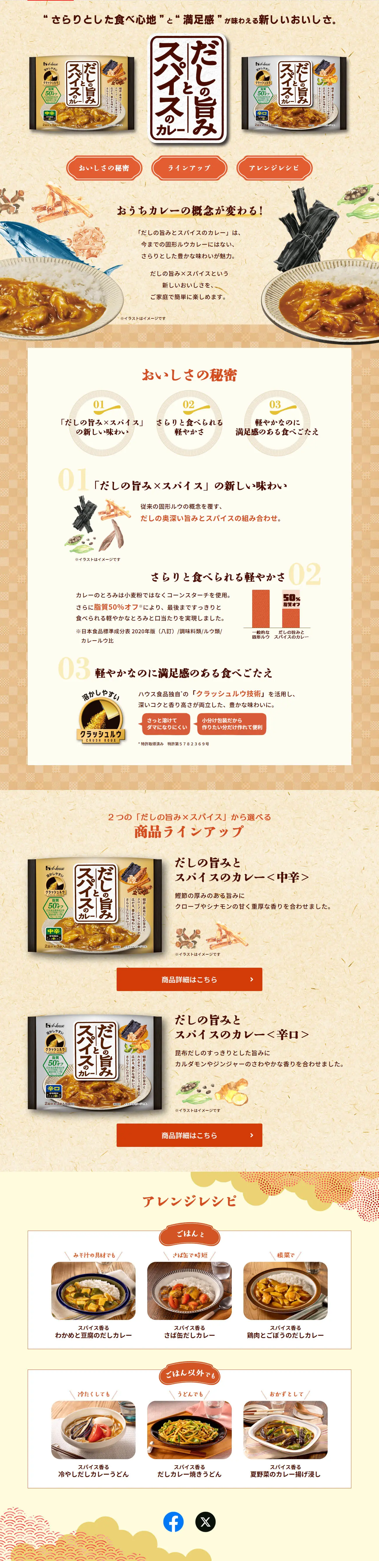 だしの旨みとスパイスのカレーのLPデザイン（レトルト・インスタント／ブラウン系／和風系）PC版
