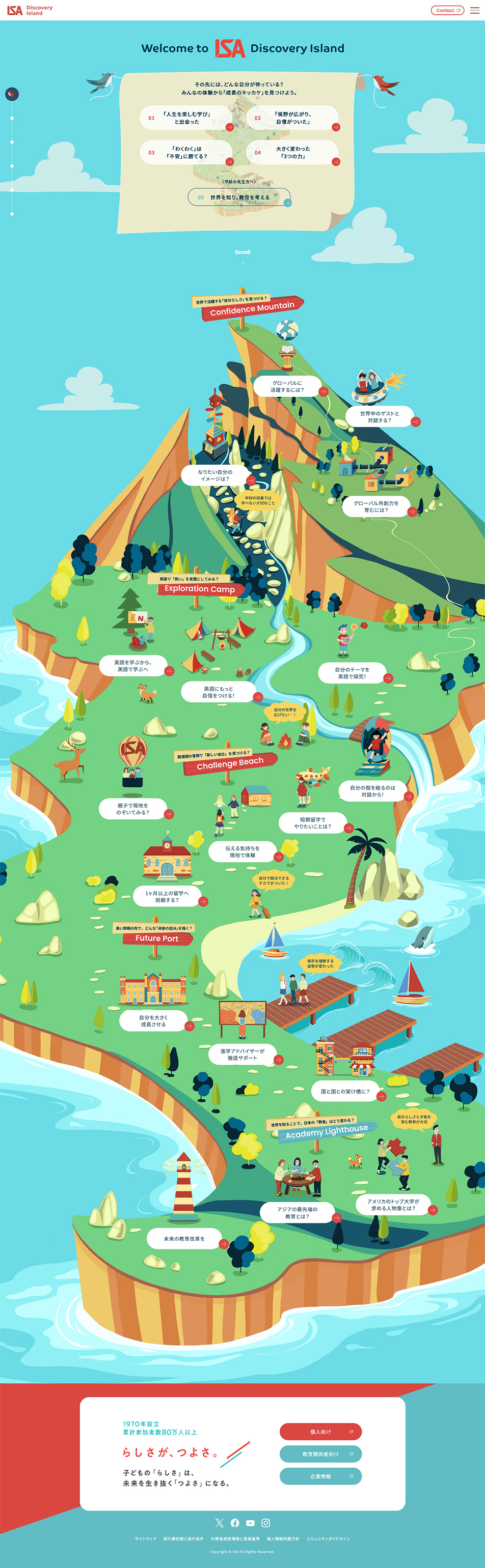 ISA Discovery IslandのLPデザイン（企業・会社・お店／ブルー（青色）系／マンガ・イラスト系）