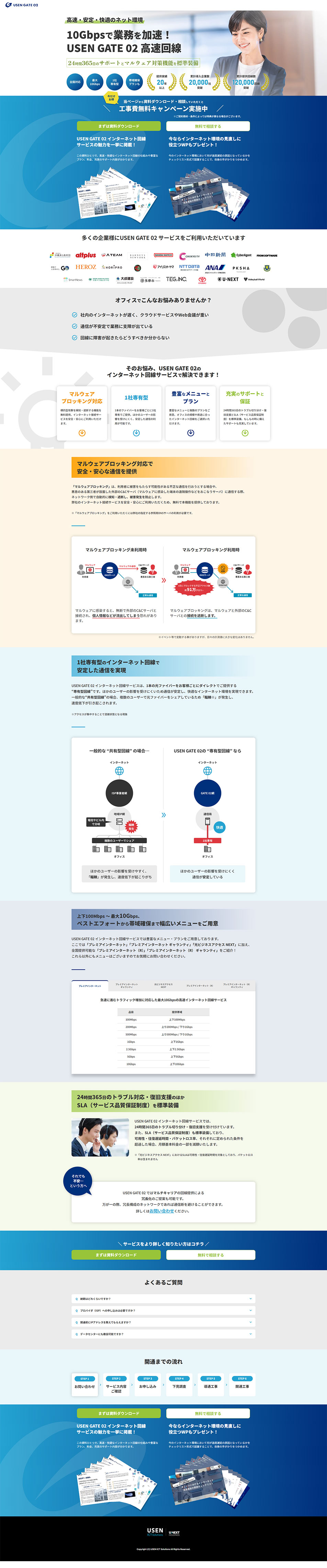 USENGATE02 kousoku kaisen LP design (Communication and Network Equipment / Shades of blue / Trust and Safety) PC version