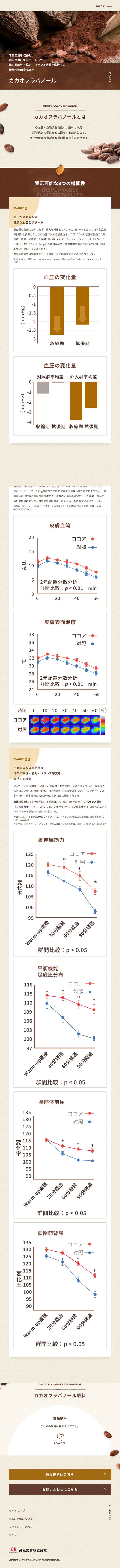 カカオフラバノールのLPデザイン（チョコレート／ブラウン系／シンプル系）スマホ版