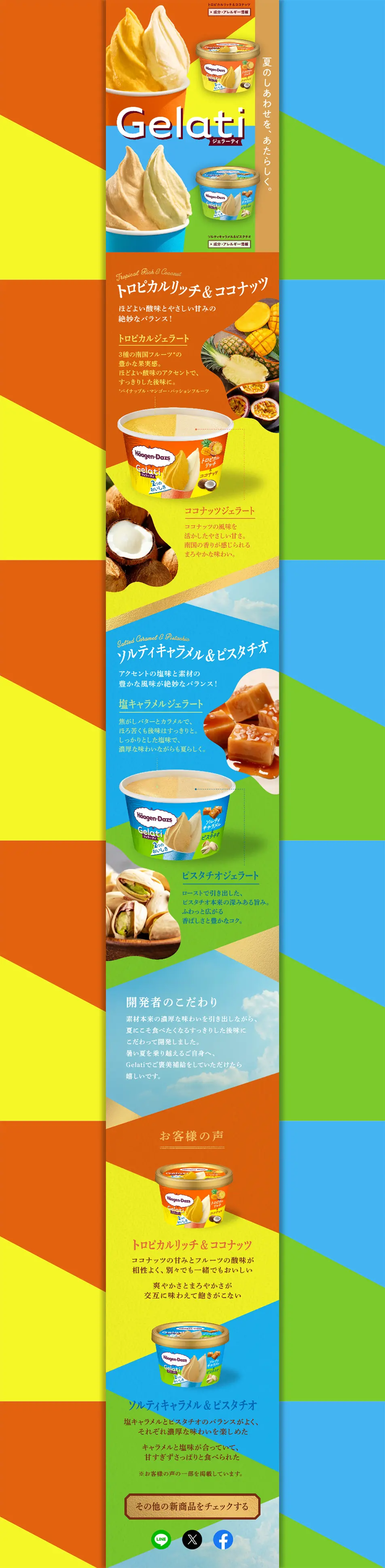GelatiのLPデザイン（アイス／イエロー系／派手系）PC版