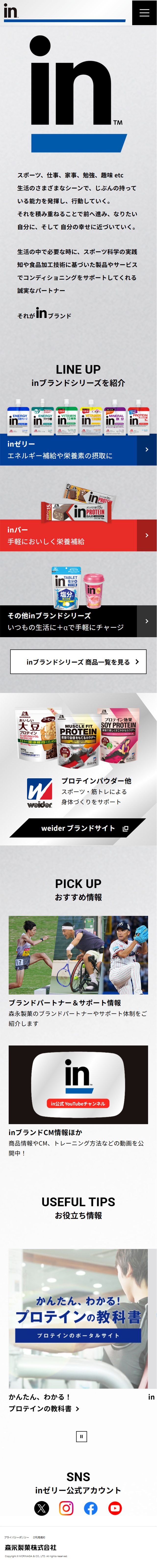「in」ブランドシリーズのLPデザイン（健康食品・健康ドリンク・サプリメント／グレー（灰色）系／シンプル系）