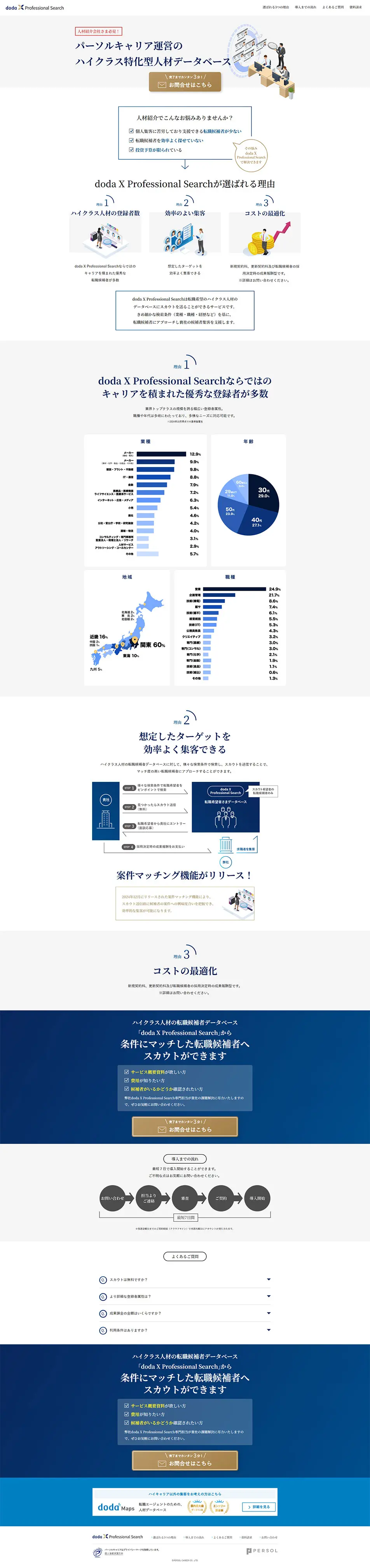 dodaXProfessionalSearch LP design (recruitment / Shades of blue / Simple) PC version