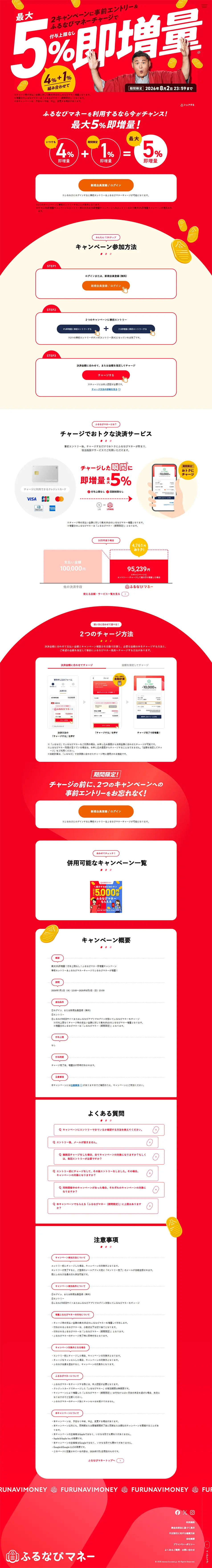 ふるなびマネーのLPデザイン（イベント・キャンペーン・体験／レッド系／シンプル系）PC版