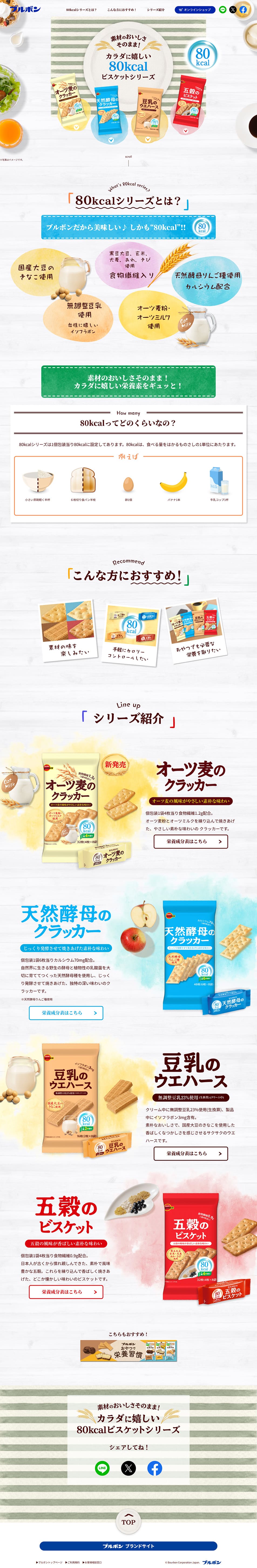 80kcalビスケットのLPデザイン（スナック・ガム・あめ・グミ／ホワイト系／ナチュラル系）PC版