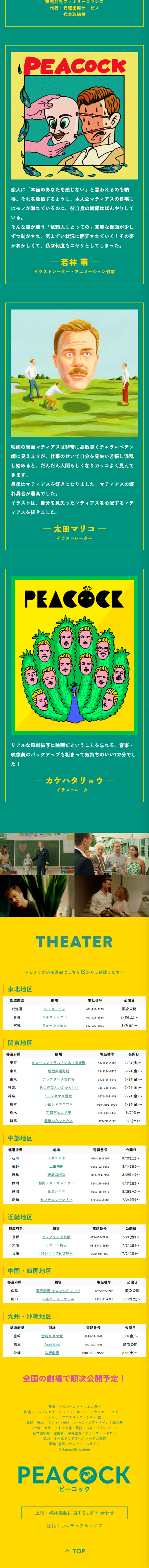 Film 'PEACOCK / Piikokku' LP design (movies / yellow / Simple) Mobile version
