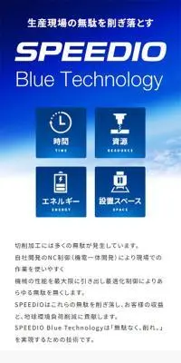 SPEEDIO Blue TechnologyのLPデザイン（パソコン・周辺機器／ブルー系／シンプル系）スマホ版