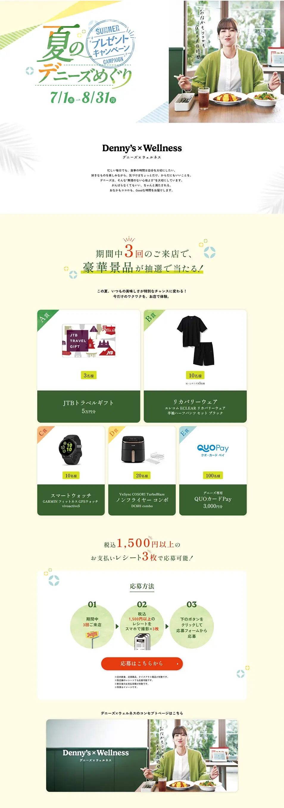 夏のデニーズめぐりのLPデザイン（イベント・キャンペーン・体験／グリーン系／かわいい系）PC版