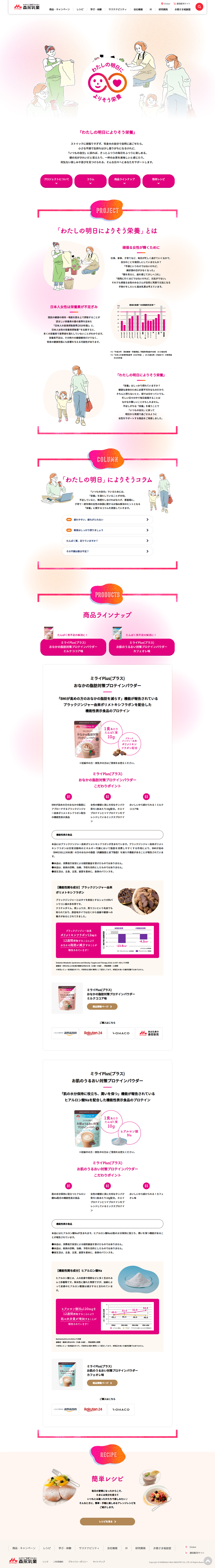 ミライPlusプロテインのLPデザイン（健康食品・健康ドリンク・サプリメント／ホワイト系／シンプル系）PC版