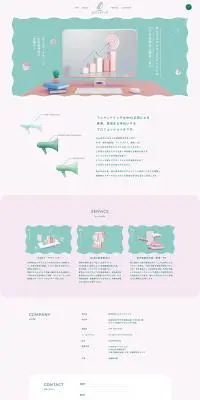 WEB広告のLPデザイン（企業・会社・お店／グリーン系／かわいい系）PC版
