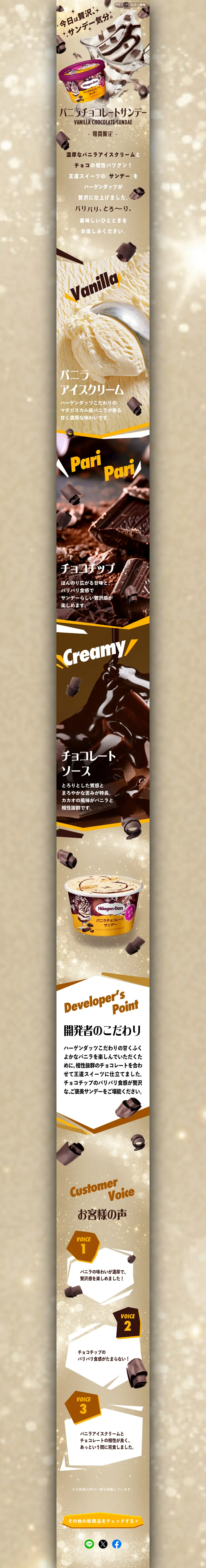 バニラチョコレートサンデーのLPデザイン（アイス／ゴールド系／にぎやか系）PC版