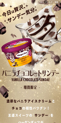 バニラチョコレートサンデーのLPデザイン（チョコレート／ゴールド系／にぎやか系）スマホ版