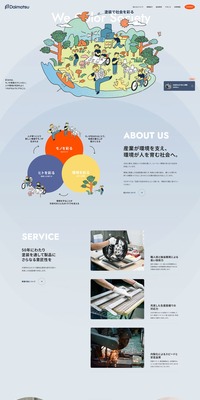 塗装で社会を彩るのLPデザイン（企業・会社・お店／ブルー系／シンプル系）PC版