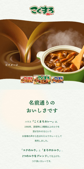 こくまろカレーのLPデザイン（調味料・甘味料・ダシ・スープ／ブラウン系／シンプル系）スマホ版