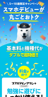 5～18歳限定キャンペーンのLPデザイン（通信・ネットワーク機器／ブルー系／信頼・安心系）スマホ版