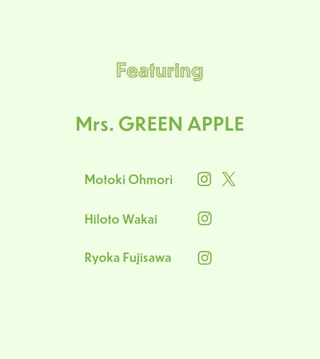 Mrs. GREEN APPLE with GELATO PIQUEのLPデザイン（レディースファッション／グリーン系／シンプル系）スマホ版