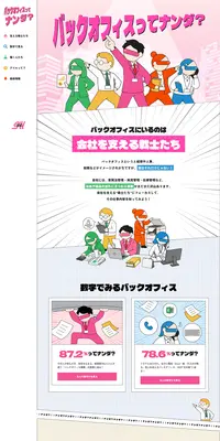バックオフィスってナンダ?のLPデザイン(企業・会社・お店/カラフル系/マンガ・イラスト系)PC版