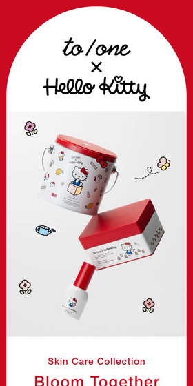 to/one × Hello KittyのLPデザイン（コスメ・化粧品・コンタクトレンズ／レッド系／マンガ・イラスト系）スマホ版