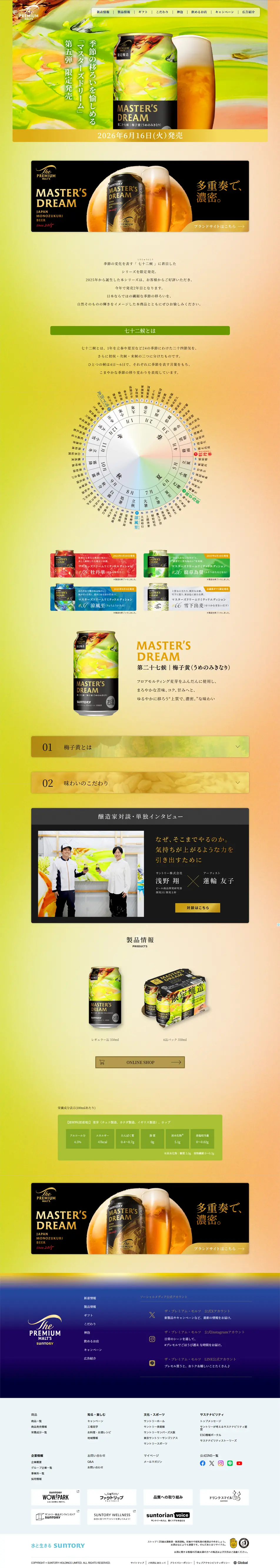 ザ・プレミアム・モルツ マスターズドリーム 梅子黄のLPデザイン（ビール・発泡酒／グリーン系／シンプル系）PC版