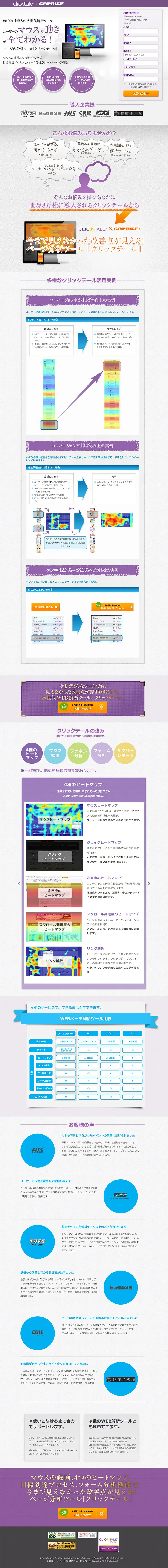 ClickTale, a web analytics tool LP design (Internet service / Shades of grey / Clean-cut) PC version