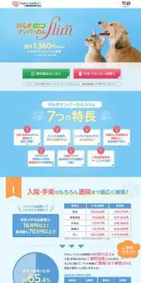 ペット保険のLPデザイン（ペット・花・DIY工具／ブルー系／かわいい系）PC版