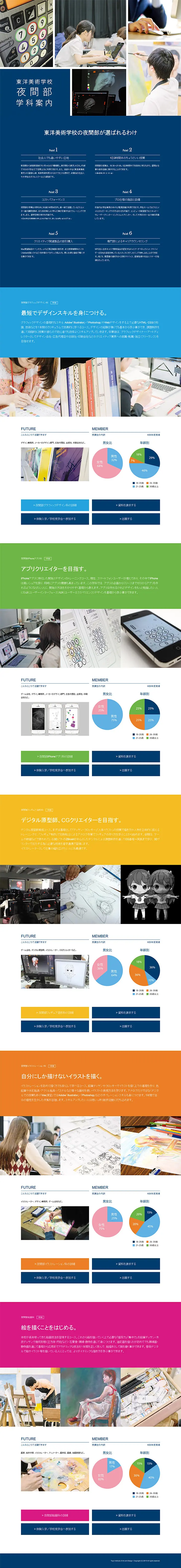 Oriental Art School Evening Department Guide LP design (Learning Materials / Multi-color type / Simple) PC version