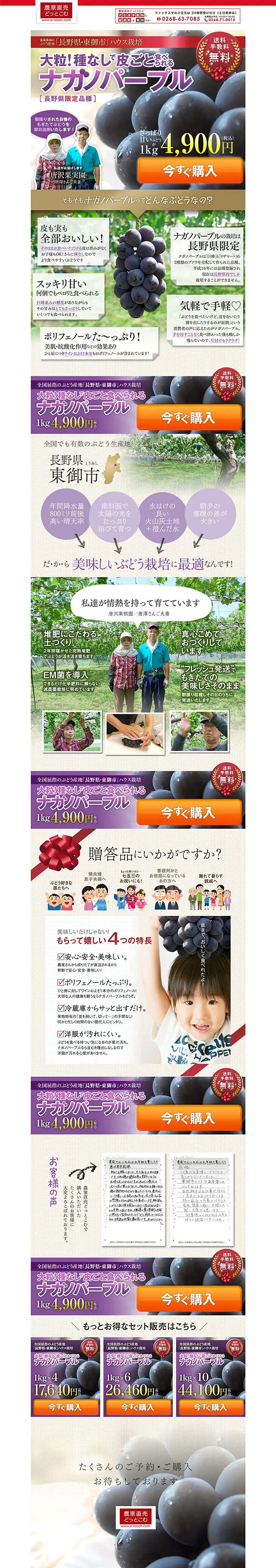 ナガノパープルのLPデザイン（食品／ベージュ系／にぎやか系）PC版