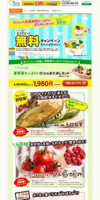 人気夏野菜たっぷり！おためしセット！のLPデザイン（サービス・保険・金融／カラフル系／にぎやか系）PC版