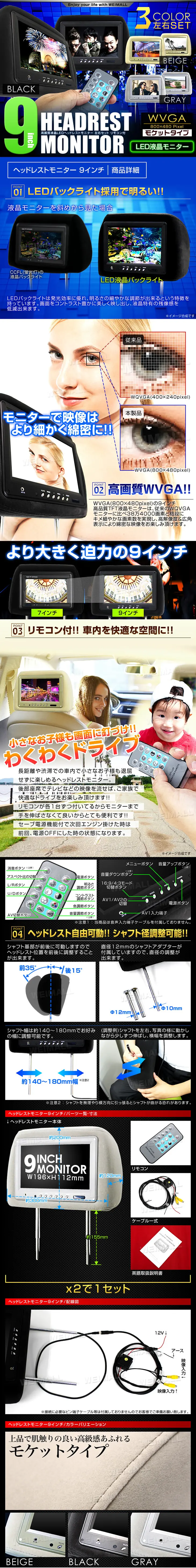 Headrest monitor LP design (Cars, Motorcycles, Bicycles / Black-colored / Cool style) PC version