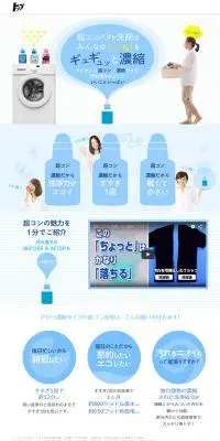 ライオン　超コンパクト洗剤のLPデザイン（日用雑貨／ブルー系／かわいい系）PC版