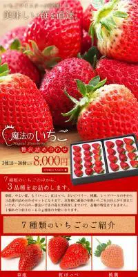 魔法のいちごのLPデザイン（食品／レッド系／キレイ系）PC版