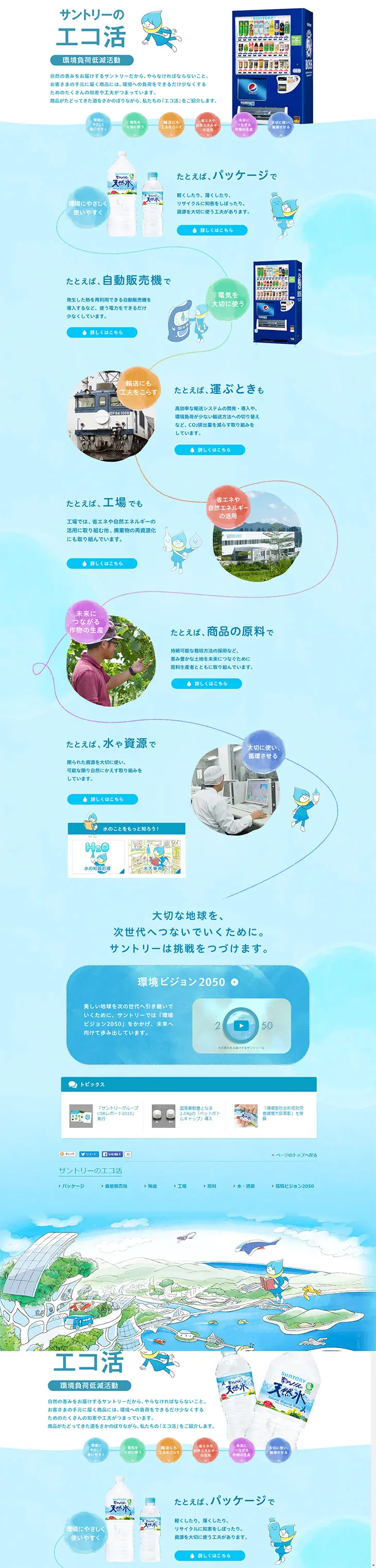 Suntory's Eco Initiatives LP design (Services, Insurance, and Finance / Shades of blue / Natural style) PC version