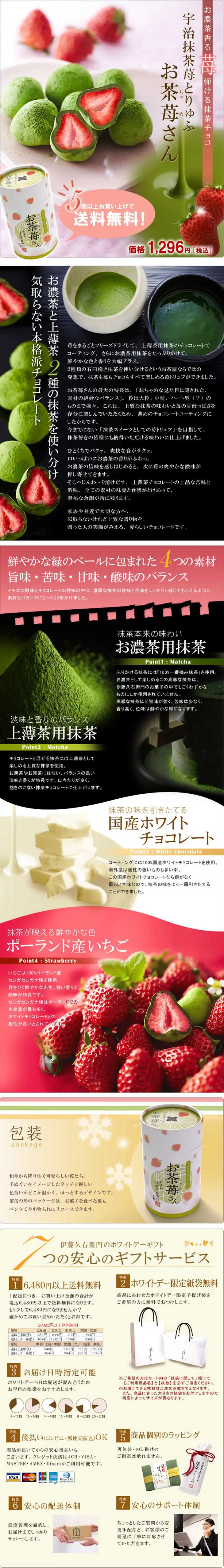 Uji Matcha Strawberry Truffles: Ocha Ichigo-san LP design (Sweets and Snacks / yellow) PC version