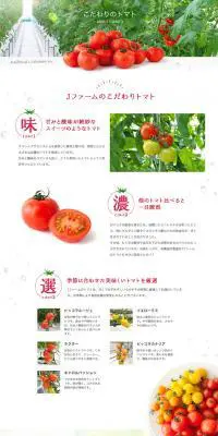 こだわりのトマトのLPデザイン（食品／ホワイト系／シンプル系）PC版