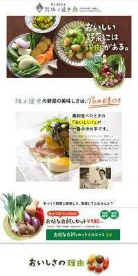 おいしい野菜には理由があるのLPデザイン（食品／ホワイト系／シンプル系）PC版