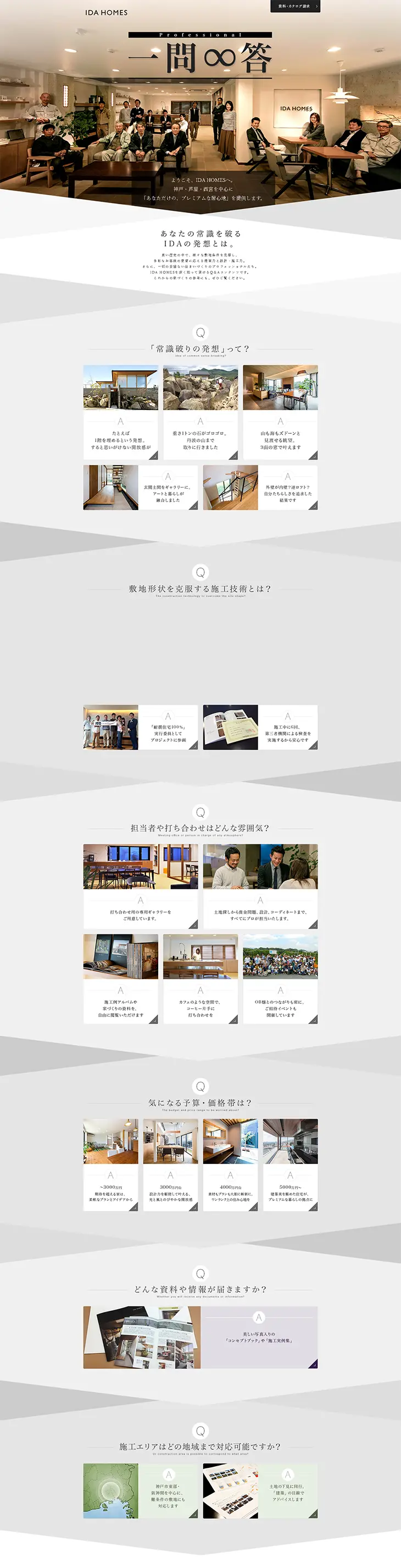 One Question, Infinite Answers | IDA HOMES: Custom Homes LP design (Services, Insurance, and Finance / White-based / Simple) PC version