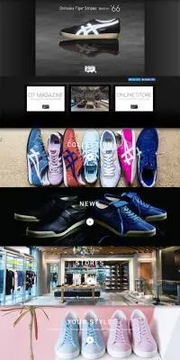 Onitsuka TigerのLPデザイン（ファッション／ブラック系／シンプル系）PC版