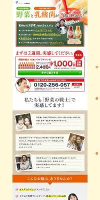 野菜の戦士のLPデザイン（健康・美容食品・サプリ／イエロー系／健康・癒し系）PC版