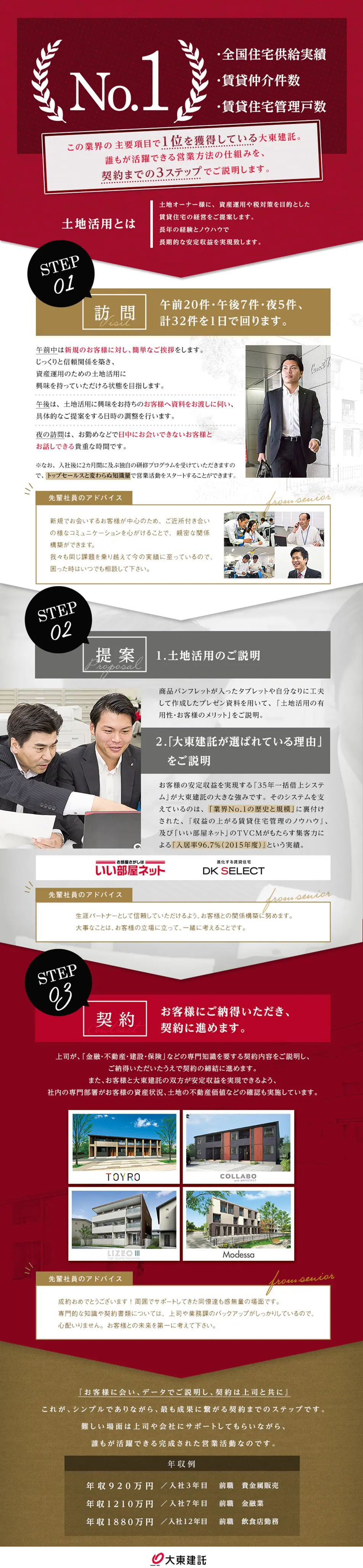 Daito Trust Construction Co., Ltd. Job Openings LP design (Recruitment and Hiring / Red tones / Simple) PC version