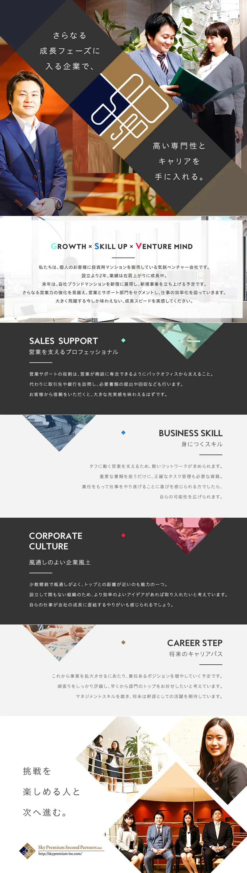 Sky Premium Second Partners Co., Ltd. Job Openings LP design (Recruitment and Hiring / Shades of grey / Simple) PC version