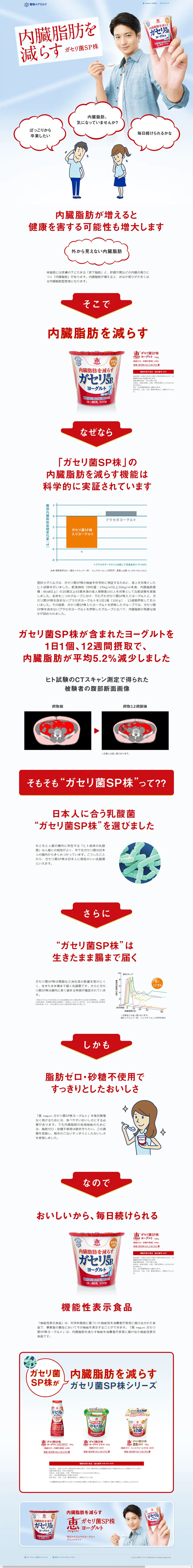 恵 ガセリ菌SP株ヨーグルトのLPデザイン（健康・美容食品・サプリ／レッド系／爽やか系）PC版