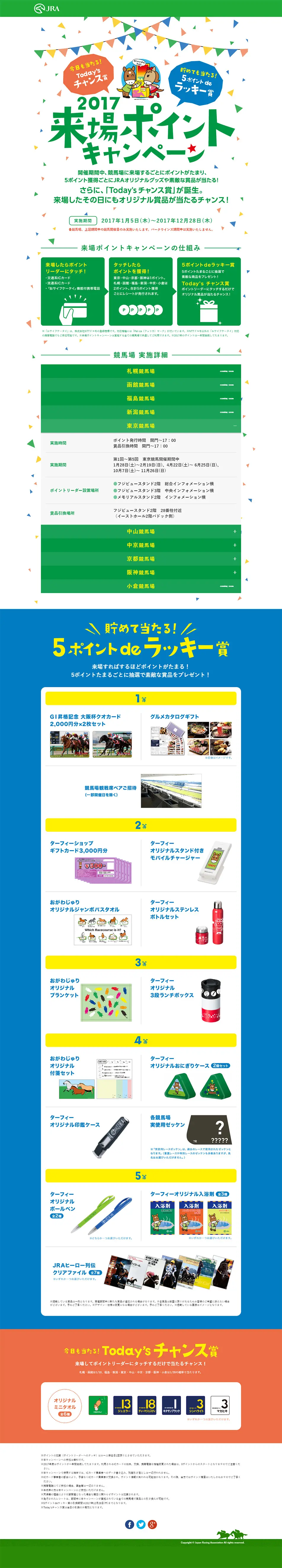 JRA 2017 Attendance Point Campaign LP design (Services, Insurance, and Finance / Green tones / Cute style) PC version