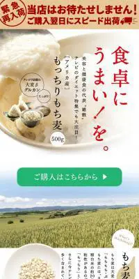 もっちりもち麦のLPデザイン（食品／ホワイト系／シンプル系）PC版